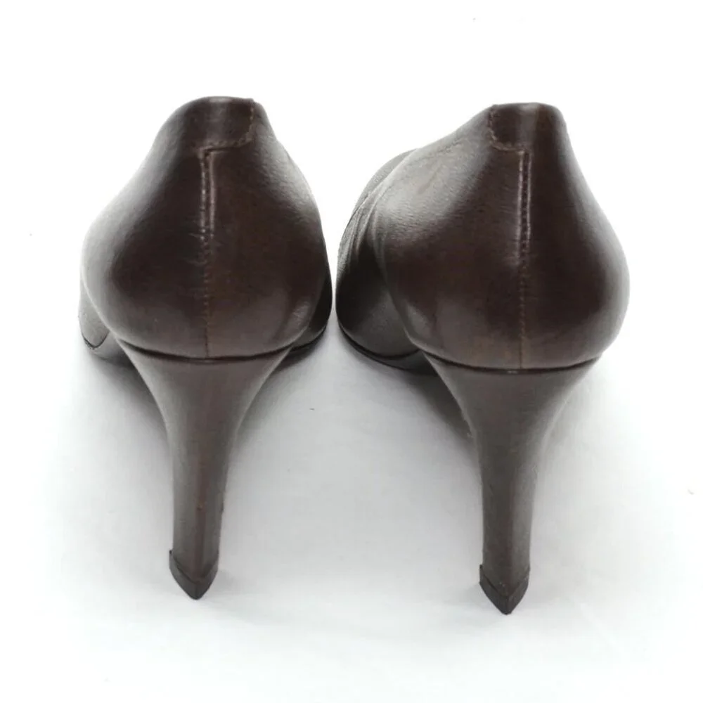 COS Brown Leather Almond Toe Fashion Pumps 39